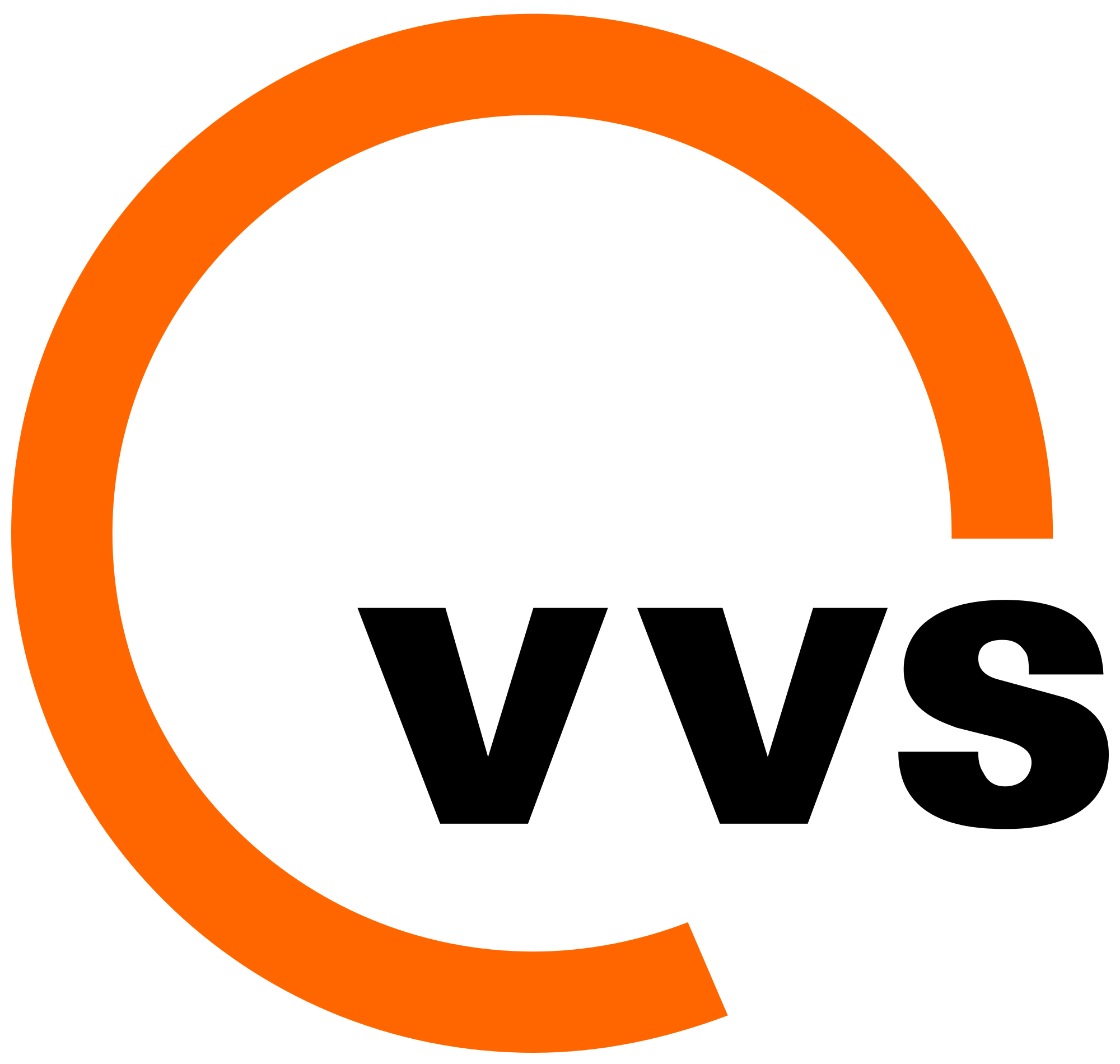 Logo der VVS – schwarze Schrift in orangener Kreiskontur